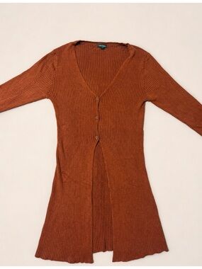 Wild Fable Rust Ribbed Knit Button Front Cardigan Size Medium